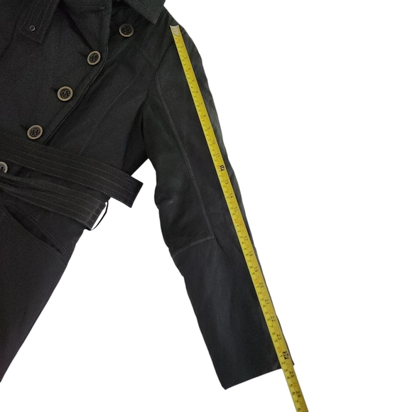 DANIER Black Belted Jacket with Leather Accents & rabbit Fur Lining - Size small - Picture 14 of 15